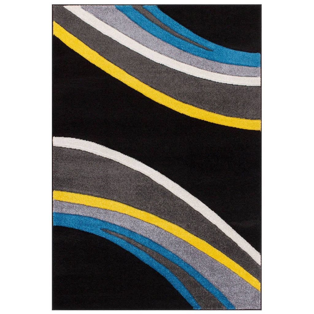 Port Black/Grey Area Rug RUGSANDROOMS 