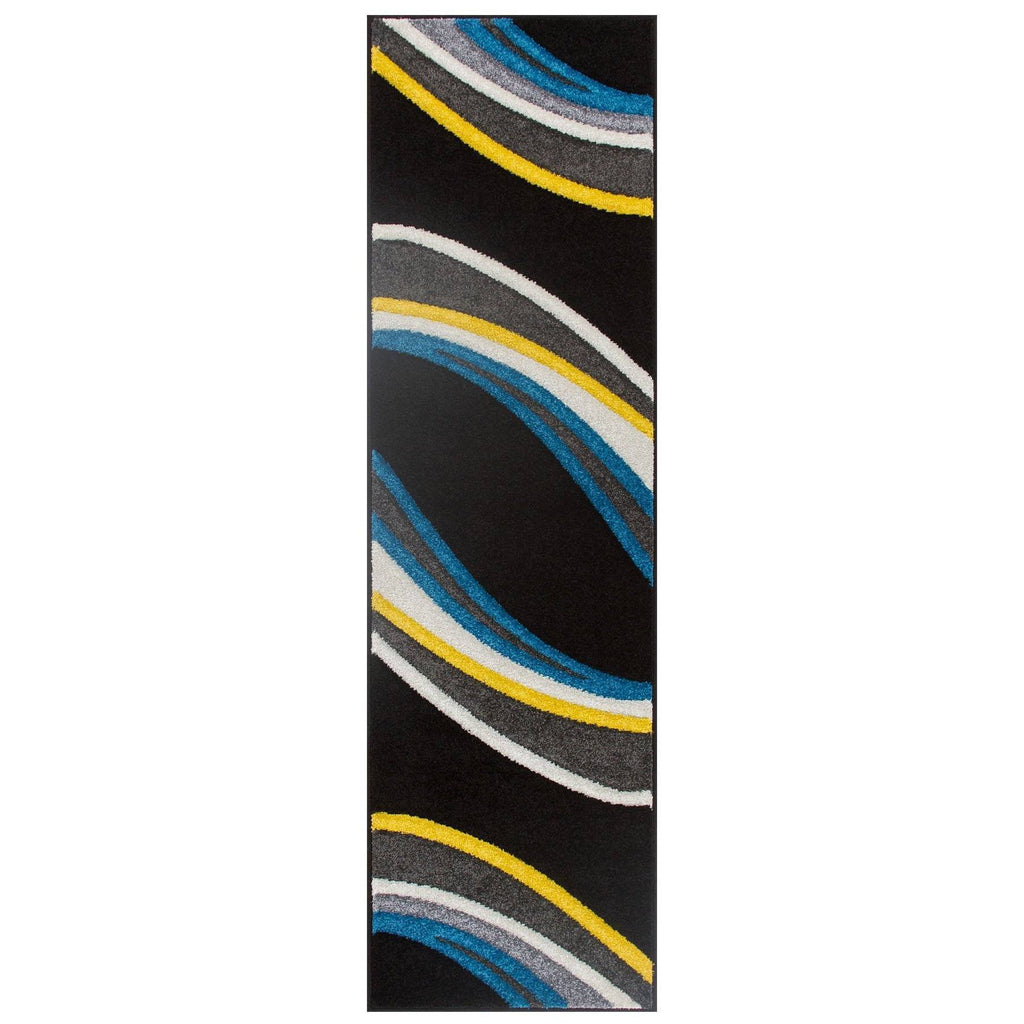 Port Black/Grey Area Rug RUGSANDROOMS 