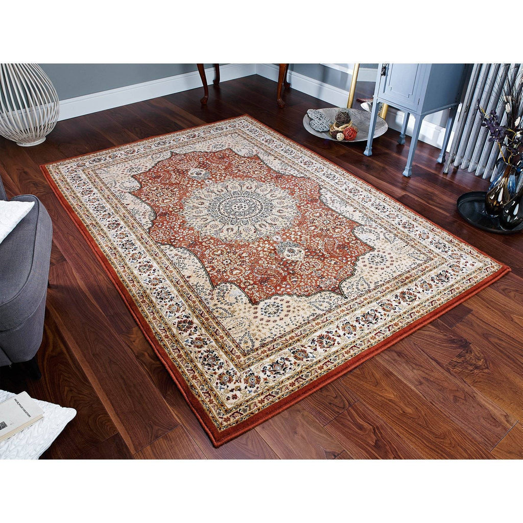 Classic Royal Beige/Red Area Rug RUGSANDROOMS 