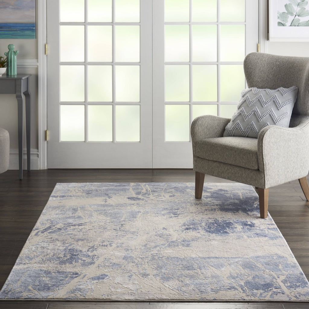 Silk Blue/Ivory Area Rug RUGSANDROOMS 