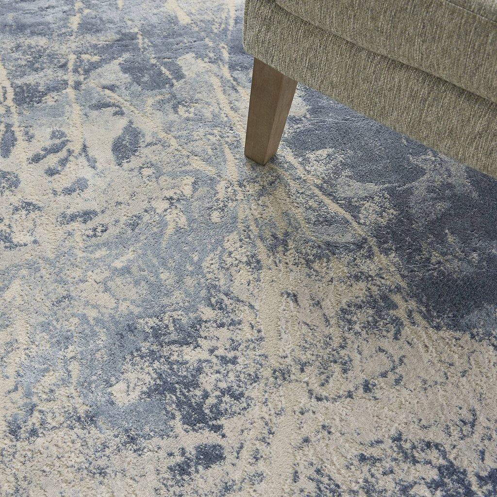 Silk Blue/Ivory Area Rug RUGSANDROOMS 