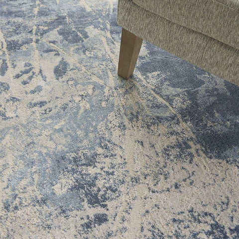 Image of Silk Blue/Ivory Area Rug RUGSANDROOMS 