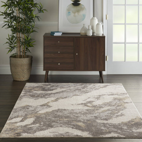 Image of Silk Brown/Ivory Area Rug RUGSANDROOMS 