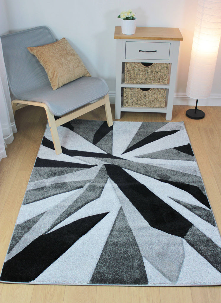 Shatter Black/Grey Area Rug RUGSANDROOMS 