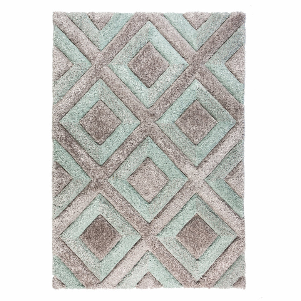 Velvet 3D Silver/ Duck Egg Area Rug