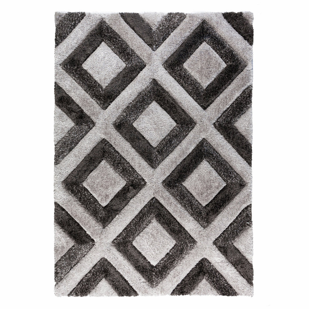 Velvet 3D Silver/ Charcoal Area Rug