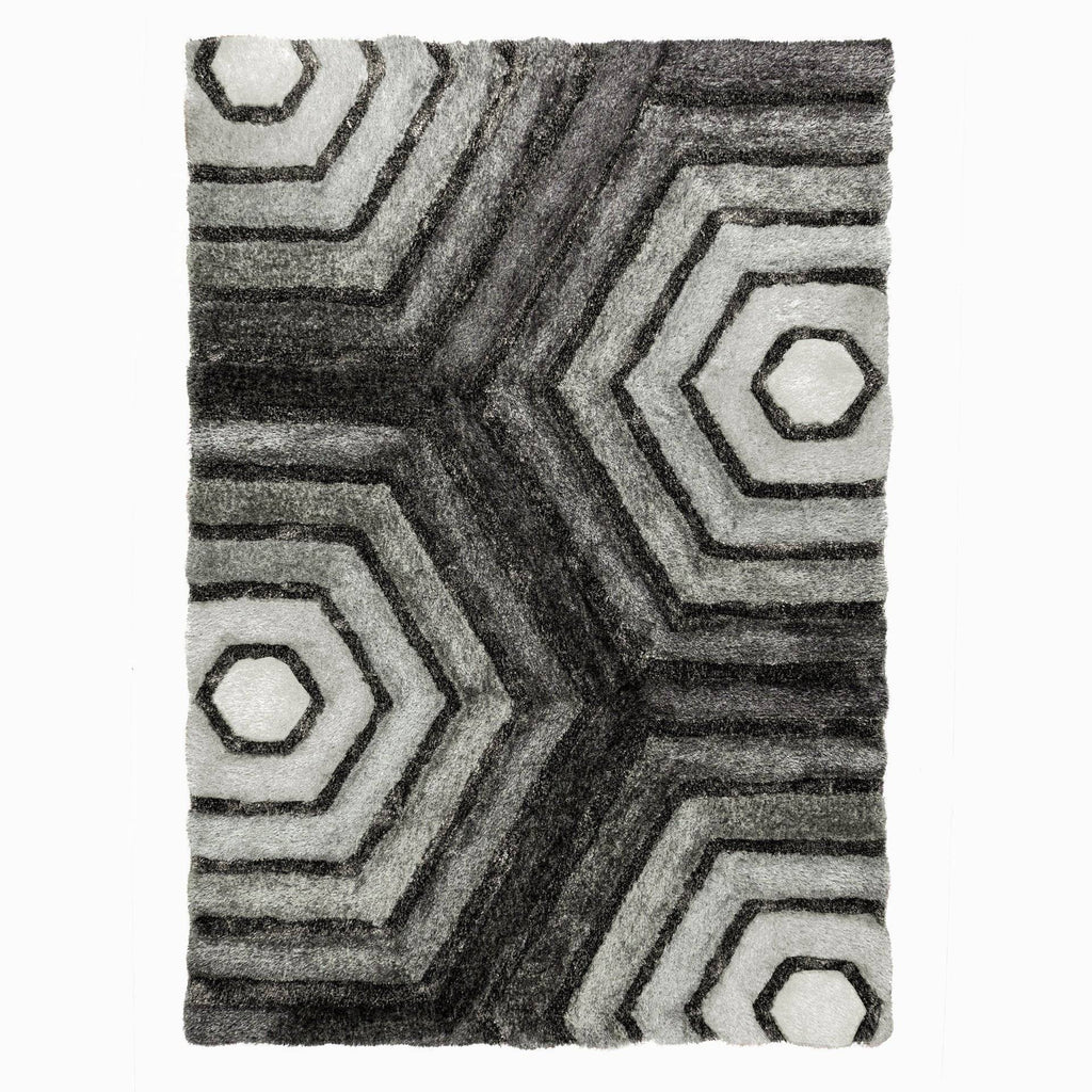 Hexagon Grey Area Rug RUGSANDROOMS 