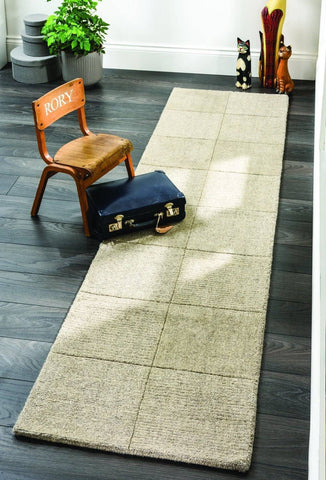 Wool Squares Beige Area Rug RUGSANDROOMS 