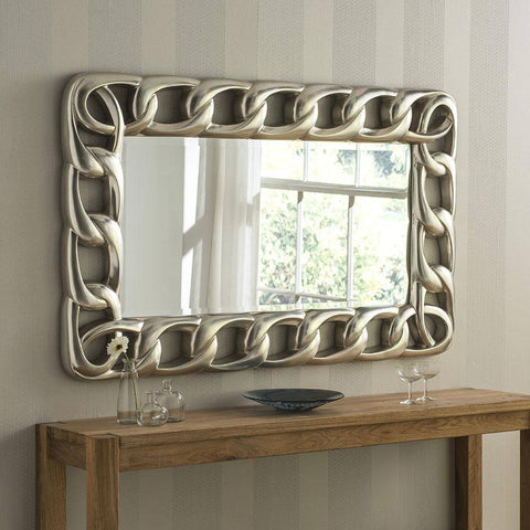 Image of Chain Silver Wall Accent Mirror gagandeepstore 