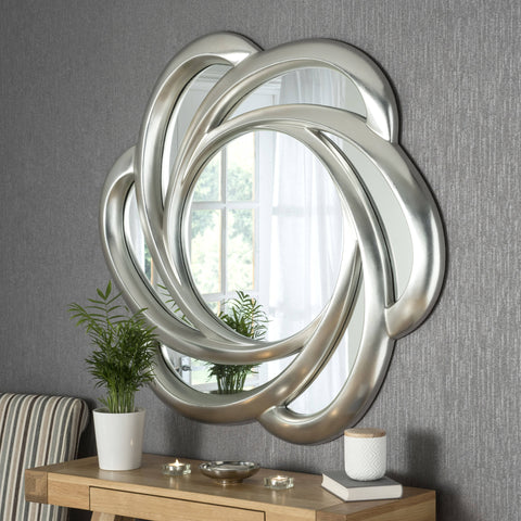 Image of Etseri Flower Silver Accent Mirror gagandeepstore 