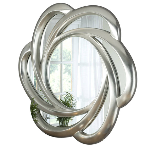 Image of Etseri Flower Silver Accent Mirror gagandeepstore 