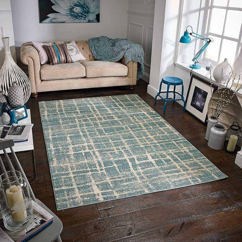 Image of Abstract Blue Area Rug RUGSANDROOMS 