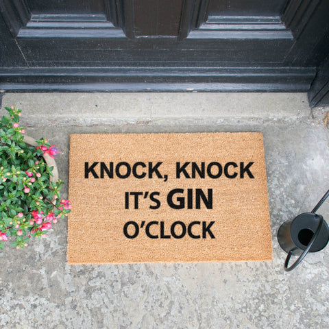 Knock Knock It's Gin O'Clock Doormat RUGSANDROOMS 