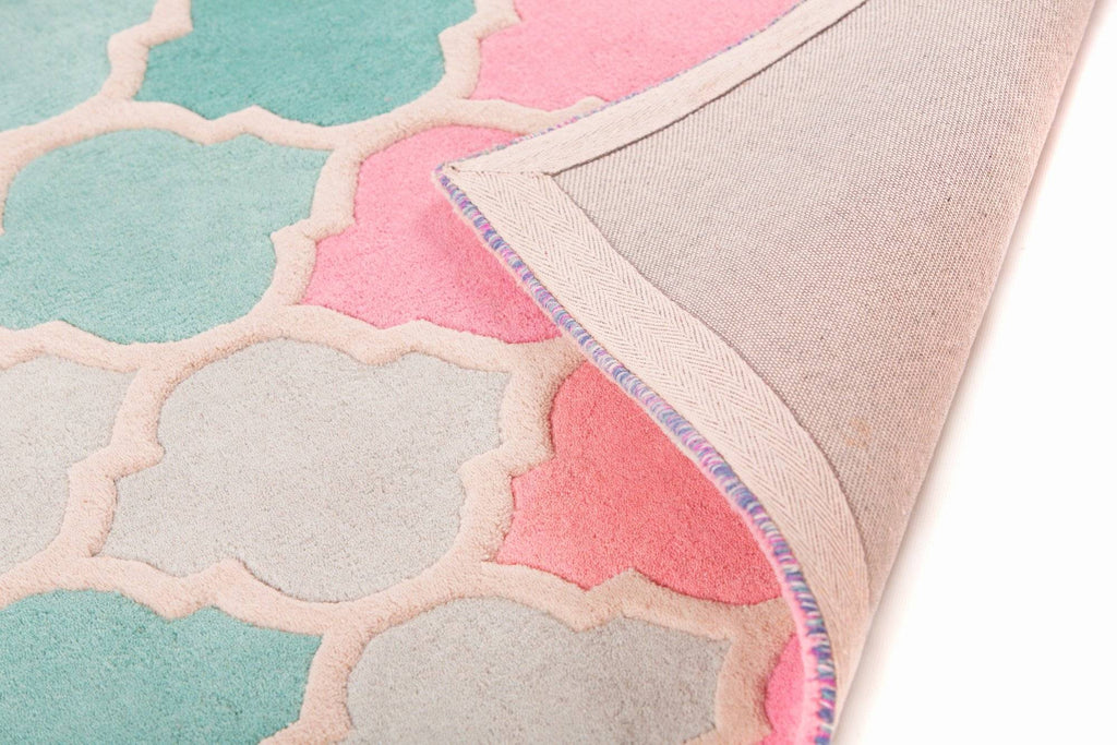 Illusion Rosella Trellis Pink/Blue Area Rug RUGSANDROOMS 