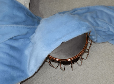 Image of Dusky Blue Faux Fur Throw RUGSANDROOMS 
