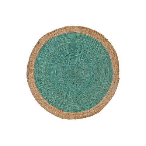Image of Oculus Handmade Round Jute Rug , Natural Turquoise cvsonia 