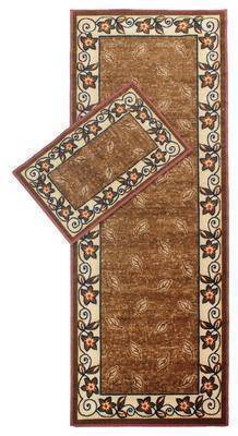 Leaf Bordered Beige Runner RUGSANDROOMS 