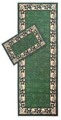 Leaf Bordered Green Runner RUGSANDROOMS 