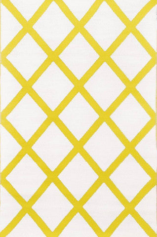 Image of Diamond Mimosa Yellow & Cream Indoor-Outdoor Reversible Rug cvsonia 